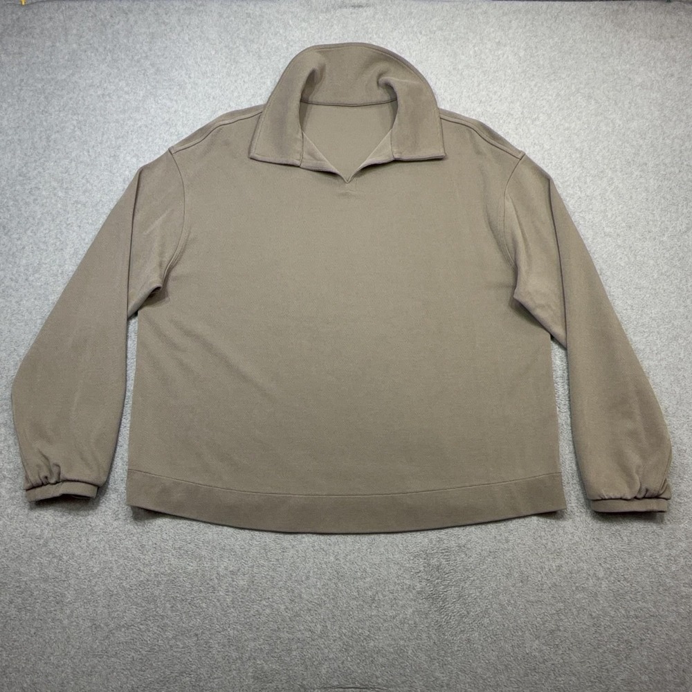 Lululemon Softstreme Pique Oversized Polo Shirt Womens Medium Brown Long Sleeve